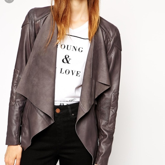 Aqua Jackets & Blazers - ❤️SOLD❤️Aqua Brown Leather Waterfall Jacket